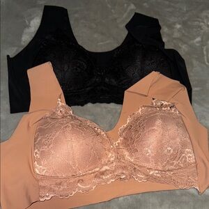 Black and Tan Lace Bras Intimates Set